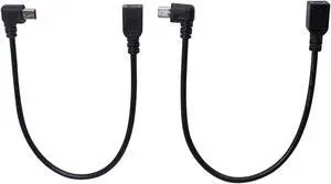 9Inch Mini USB Cable Combo Mini USB Female to Right Angle & Left Angle Male Data Sync and Charge Extension Cable (Black)(2-Pack) RL