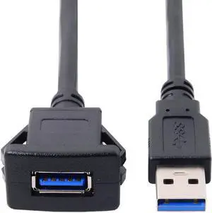 USB 3.0 Single Port Extension Latch Mount Car AUX Cable for Dashboard Panel 1m Waterproof