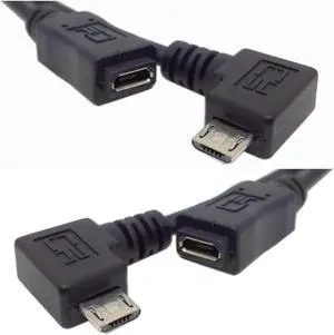 Micro USB 2.0 Male to Micro USB 2.0 Female Extension Cable Left & Right 90 Degree Angled Full Pin Connected 0.5M