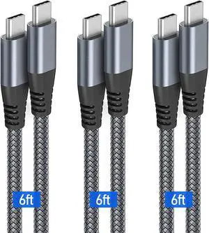 USB C to USB C Cable 6ft 60w 3Pack USB C Cable PD Type C Charging Cable Fast Charging Compatible with MacBook Pro 2020 iPad Pro iPad Air 4 Galaxy S20 Switch Pixel LG and Other USB C Charger
