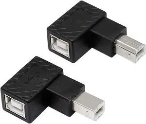 USB 2.0 Type-B Printer Adapter 2Pack 90 Degrees USB 2.0 B Male to Type-B Female Printer Adapter for Printer  Mobile HDD and MoreLeft Angle+Right Angle