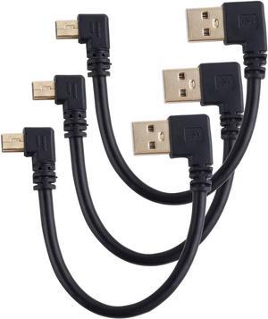 Herfair USB to Mini USB Cable, 6 Inch USB Male to Mini USB Male Short Cable, Gold Plated 90 Degree Right Angle Mini USB Extender Lead (Mini USB 5 Pin, 3 PCS)
