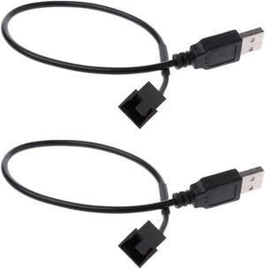 2 Pack USB to 3-Pin / 4-Pin PWM 5V USB Sleeved Fan Power Adapter Cable USB to 3 Pin / 4 Pin Case Fan Adapter Connector Cable (USB-3Pin/4Pin Cable)