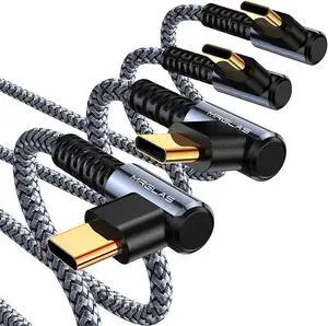 [4-Pack 3.1A] USB C Cable [Upgraded Gold-Plated] Type C Charger Fast Charging Cable Right Angle (10+6.6+3.3+1.6FT) USB-A to USB-C Charge 10X Durable Cord Compatible Galaxy S10 S9 S8 S21 Note 10