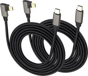 AOTOKK Right & Left Angled Type C USB 3.1 Adapter Cable 5 Gbps&2A 90 Degree 3.1 USB Type C Male Cable Full Function Supports Charging Data Audio Video Cable for Laptop&Tablet&Mobile Phone(1.5M/2Pack)