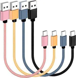 Short USB C Cable [4-Pack 8 inch], 3A Fast Charging USB 2.0 Data Transfer to Type C Phone Charger Cord Nylon Braided Compatible with Samsung Galaxy S10 S9, Pixel 3, LG V30, Charging Station