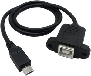 50cm Micro USB 5pin Male to USB Type B 2.0 Female Extension Panel Mount Data and 50cm Micro USB 5pin Male to USB Type B 2.0 Female Extension Panel Mount Data and