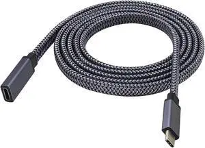 AOTOKK Flat Type C USB 3.1 Adapter Cable 5 Gbps&2A 3.1 USB Type C Male to USB C 3.1 Female Cable Full Function Supports Charging,Data,Audio,4K HD Video Cable for Laptop&Tablet&Mobile Phone(1.5M-M/F)