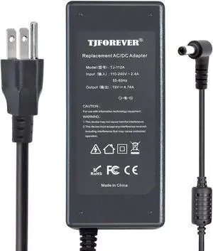 TJFOREVER 19V 4.74A 90W Laptop Charger Compatible Asus K52F K53E K55A K55N K50I K50IJ K52J X550 X550CA X550L X550LA K55VM K60IJ A53S A54C N56dp X52f N56V N56VZ N56VJ Power AC Adapter(5.5x2.5mm)