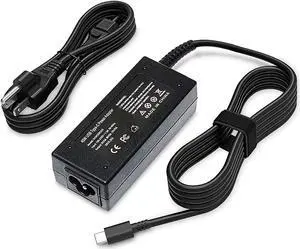 45W USB C Type C Charger for HP Chromebook X360 Spectre x360 13 Elite X2 TPN-CA01; 11-ae051wm 11-ae001tu 14-ca051wm 14-ca061dx 14-ca020nr; fit 918337-001 844205-850 28769-001 Power Supply Cord