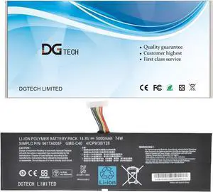 DGTECH GMS-C40 Laptop Replacement Battery for Razer Blade Pro 17 2013 2015 RZ09-0099 RZ09-00991101 RZ09-00991102 RZ09-0117 RZ09-01171E11 Series 4ICP9/38/128 961TA005F 14.8V 74Wh