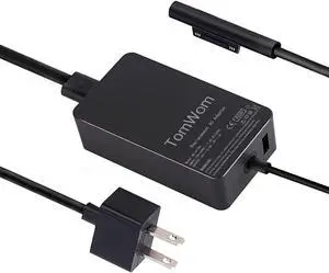 TomWom 65W 15V 4A Surface Pro Power Supply Charger, Compatible with Microsoft Surface Pro 3/4/5/6, Surface Book, Tablet Laptop AC Adapter Replacement for 1706, with USB 5V 1A