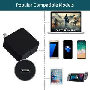 65W 45W USB C Laptop Adapter Charger Fit for HP EliteBook 840 G1 820 G1 Envy x360 Pavilion Spectre x360 Chromebook 11 G6 G7 EE 14 G5 Split 13 Type-C Power Supply Cord