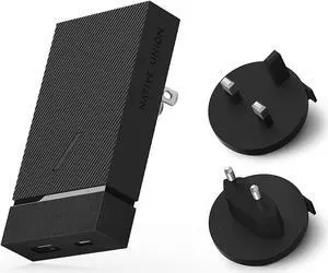 Native Union Smart Charger PD 20W  Power Delivery Enabled Fast-Charging 2-Port USB-A & USB-C Wall Charger  Pocket-Sized Design Includes Travel Adapters (Slate)