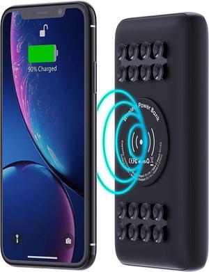TECHSMARTER 20000mAh Fast Wireless Power Bank with Anti-Slip Suction Cups. 18W USB-C PD Portable Charger Compatible with iPhone 15, 14, 13, 12, 11, XS Samsung S23, S22, S21, S20, S10, S9, S8 & More