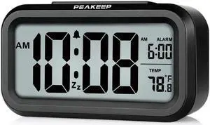Peakeep Night Light Digital Alarm Clock Battery Operated with Indoor Temperature, Desk Small Clock (Black) Peakeep Night Light Digital Alarm Clock Battery Operated with Indoor Temperature, Desk Small Clock (Black)