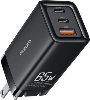 USB C Charger 65W, Mcdodo GaN USB Wall Charger Block, 3-Port Fast Charging PD Type C Power Adapter for iPhone 12 11 Pro Max X MacBook Pro iPad Air Samsung S21 S20 Note 20 OnePlus Google Pixel LG etc.