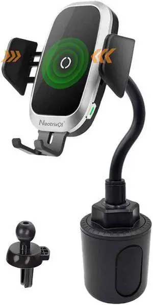 Cup Holder Phone Mount Charger, Wireless Car Charger Gooseneck Charging Cell Phone Holder Compatible with iPhone 13 Pro Max 12 Pro 11 Pro Max XS Max Samsung Galaxy S21+ S20 S10+ Note 20 S21 Ultra