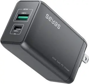 USB C Charger, Seyas 65W Fast Charger Power Delivery 3.0 GaN Tech Wall Charger Foldable Power Adapter PD Charger for iPhone/MacBook/iPad/Airpods/Pixel/Galaxy/Switch and More, Black USB C Charger, Seyas 65W Fast Charger Power Delivery 3.0 GaN Tech Wall Charger Foldable Power Adapter PD Charger for iPhone/MacBook/iPad/Airpods/Pixel/Galaxy/Switch and More, Black
