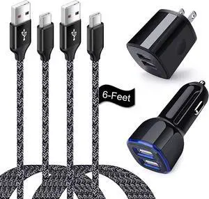 USB Type C Charger Fast Charging Compatible for Moto One 5G/5G UW/5G Ace/5G UW Ace/G Stylus/G Play/G Power/G6/G7 Power/Z4, Dual USB Wall Charger USB C Cable Car Plug