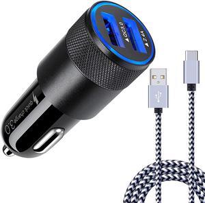5.4A Fast Car Charger Type C 6ft Cable for Samsung Galaxy S25 Ultra Plus S25+ S24 FE, Z Fold Flip 6 5 4 3 2, S23 S22 S21 S20 Ultra FE S10e S10 S9 S8 Plus, Note 20 10 9 8, 5G, Quick USB Car Plug