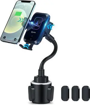 Wireless Car Charger-Cup Holder Phone Mount,Automatic Infrared Smart Sensor Clamping Qi 15W Fast Universal Adjustable Cell Phone Wireless Charging Air Vent Cradle