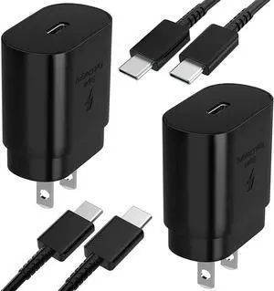 Super Fast Charger 25 Watt PD 3.0 USB C Type C Charger Cable Cord (5ft) Quick Charging Compatible Samsung Galaxy S21/S21 Plus/S21 Ultra/Z Fold 3/S20 5G/S20+/Note 20/Note10/S10/S9/iPad Pro-2 Pack