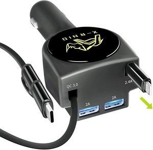 Retractable Car Charger, Fast Charge 3.1A 47W, Retractable Cables (3Ft) and 2 USB Ports Car Charger Adapter, Compatible with iPhone & Android Cell Phones,Car Accessories