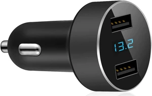 2 USB Car Charger 12V/24V Voltage Meter Black 2 USB Car Charger 12V/24V Voltage Meter Black