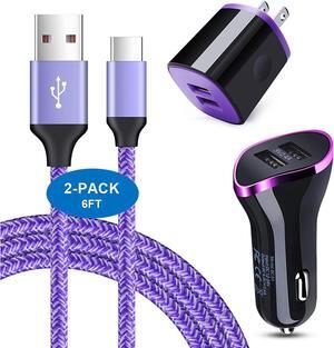 Type C Wall Charger Block Plug Car Charger Adapter+Fast Charging USB C Cable for Samsung Galaxy S25 S24 S23 S22 S21 S20 FE S10 S9 A16 A06 A25 A35 A15 A55 A54 A14 A04S A53 A13 A12 A50 A51 A71 A21 A52