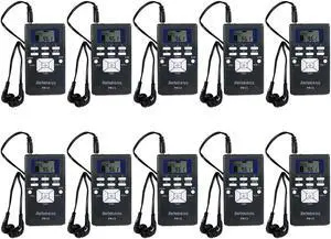 PR13 Portable FM Receiver, Mini Radio DSP with 24 Hour Clock for Drive-in Church, Teaching, Simultaneous Translation, Meeting, Tour Guide, Correctional Center(Pack of 10)