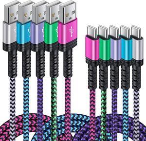5PACK Android Charger Cable C Fast Charging Phone Charger Type C to USB A Power Cord 6FT/2.4A for Samsung Galaxy S21 S20 S10 S9 S8 S20 FE/Note 21/20 Ultra A12 A01 A50 A20 A21 A51 A32 A42 A72 A52