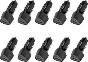 (10pack)  USB C Fast Car Charger 51W Dual Ports PD/PPS&QC3.0, Cell Phone Automobile Chargers, for AP Smart-Phones and Android Charger, Compatible with iPhone 16/15 Pro/14 Mini/iPhone 13