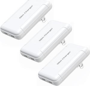 USB Wall Charger Flat 3-Pack Dual USB-A Ports Charger Block with Foldable Plug Extra-Slim 5v/3a Fast Charging Block Phone Plug Adapter for iPhone 14 13 12 11 XR XS iPad Galaxy S23 A35 Switch