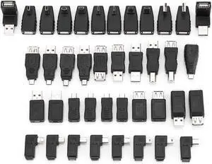 USB Adapter Kit 40PCS Multiple USB2.0 Adapter Converter Connectors Compatible USB1.1/1.0