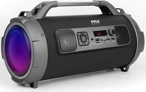 Pyle Wireless Portable Bluetooth Boombox Speaker - 40W 2Ch Waterproof Rechargeable Speaker Loud Stereo System w/ Google Assistant / Siri Voice Control, TWS Function, Micro SD, RGB Lights - PBMKRG155
