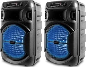 Technical Pro 8 Inch Portable 800 watts Bluetooth Speaker with Woofer & Tweeter, Festival PA LED Speaker with Bluetooth/USB Card, True Wireless Stereo (2 Speakers)
