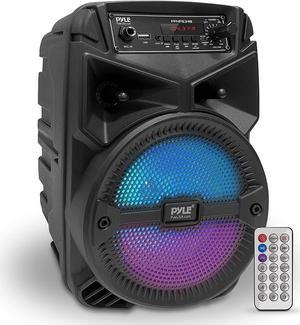 Portable Bluetooth PA Speaker System - 240W Rechargeable Outdoor Bluetooth Speaker Portable PA System w/ 6.5” Subwoofer 1” Tweeter, Microphone in, Party Lights, MP3/USB, Radio, Remote - Pyle PPHP634B