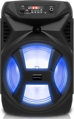 Technical Pro 500 Watts Portable 8 Inch Bluetooth Speaker with Woofer & Tweeter - Festival PA LED Speaker with Bluetooth/USB Card Inputs, & True Wireless Stereo (Speaker)