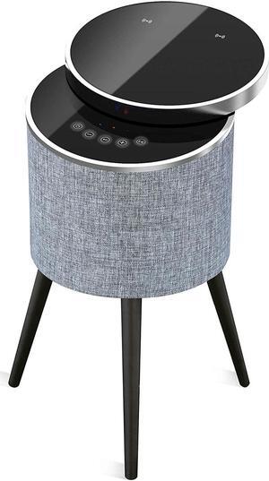 Soundstream STSW-180MCM-G Home End Table with Tempered Glass Swivel Top, 5 Channel Speaker System, Wireless Charging, USB Charging Port, Smart Corner Table with Surround Sound