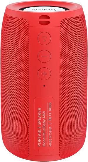 Bluetooth Speakers,MusiBaby Bluetooth Speaker,Outdoor, Portable,Waterproof,Wireless Speaker,Dual Pairing, Bluetooth 5.0,Loud Stereo,Booming Bass,1500 Mins Playtime for Party Speaker,Gifts(Pure Red)