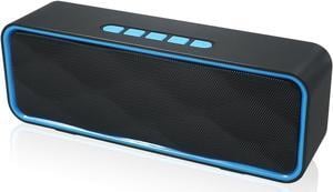 Wireless Bluetooth Speaker with AUX/USB/TF card slot,Outdoor Portable Stereo Speaker with HD Audio,Enhanced Bass, Dual-Driver,Handsfree Calling, FM Radio Speaker for Travel,Party (Blue)