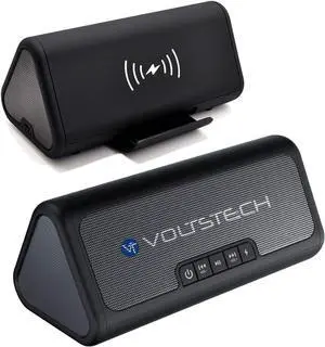 Bluetooth Wireless Charging Speaker Dock Station, NE100 Premium Stereo Sound Super-Bass Speaker, 3 in 1 Audio Player with Built-in Mic for Handsfree Calls Compatible with iPhone and Samsung Phones