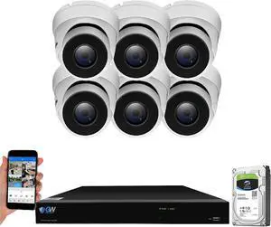 Gadpiparty GW Security 8 Channel Smart AI PoE NVR Ultra-HD 4K (3840x2160) Security Camera System with 6 x 4K (8MP) 2160P Face Recognition/Human/Vehicle Detection Waterproof Microphone IP Dome Camera