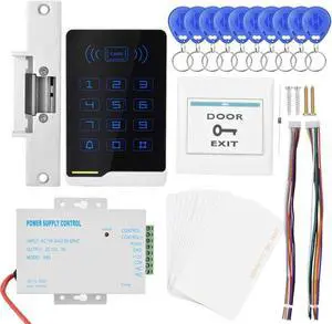 Door Access Control Kit with Power Supply, Card Password Opening, Ideal for Business Community Security, Sturdy Metal Shell, Easy Wiring