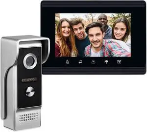 Video Intercom System, 7 Inches Monitor Wired Video Door Phone Doorbell Kits, Indoor Outdoor IR Camera Support Unlock, Monitoring, Dual-Way Intercom for Villa House Office Apartment