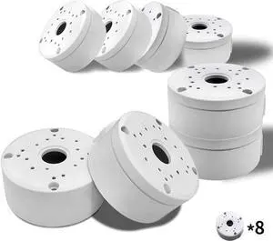 Universal Bullet Security Camera Mount Bracket Hide Cable, Metal Electric Enclosure, Waterproof Outdoor Camera Cover, Base Junction Box for CCTV Cams (8 Pack)