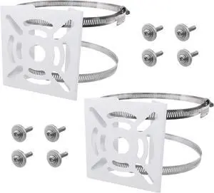 2 Sets Universal Vertical Pole Mount Adapter with 2 Loops(20cm Diameter) for CCTV Security Camera PTZ Dome, White