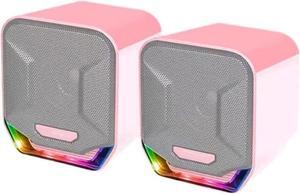 Fantech Computer Speakers, Small Body Deep Bass, Stereo 2.0 USB Power Supply 3.5 Mm AUX Multimedia Speakers, PC Laptop Desktop Speakers (Color : Pink)