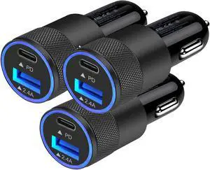 38W C Car Charger Fast Charging iPhone 12 Car Charger USB C Type Car Phone Adapter PD20W+QC18W Car USB Charger Cigarette Lighter cargador carro for iPhone 13 11 Samsung Note 20 S21 S10 A12 A20S A52